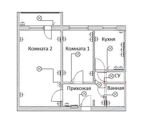 Схема электропроводки в двухкомнатной хрущевке